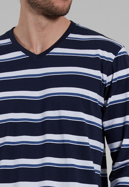 BUGATTI Herren Pyjama blau uni