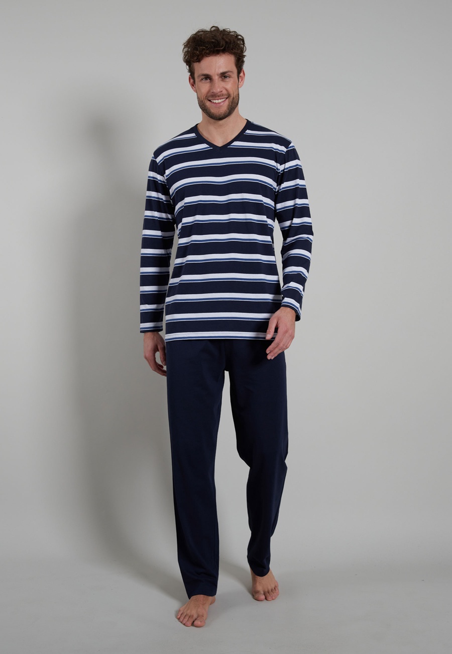 BUGATTI Herren Pyjama blau uni