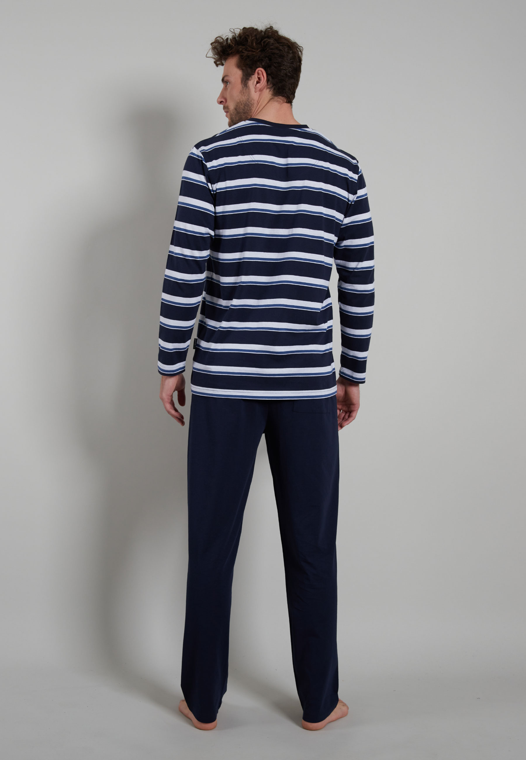 BUGATTI Herren Pyjama blau uni