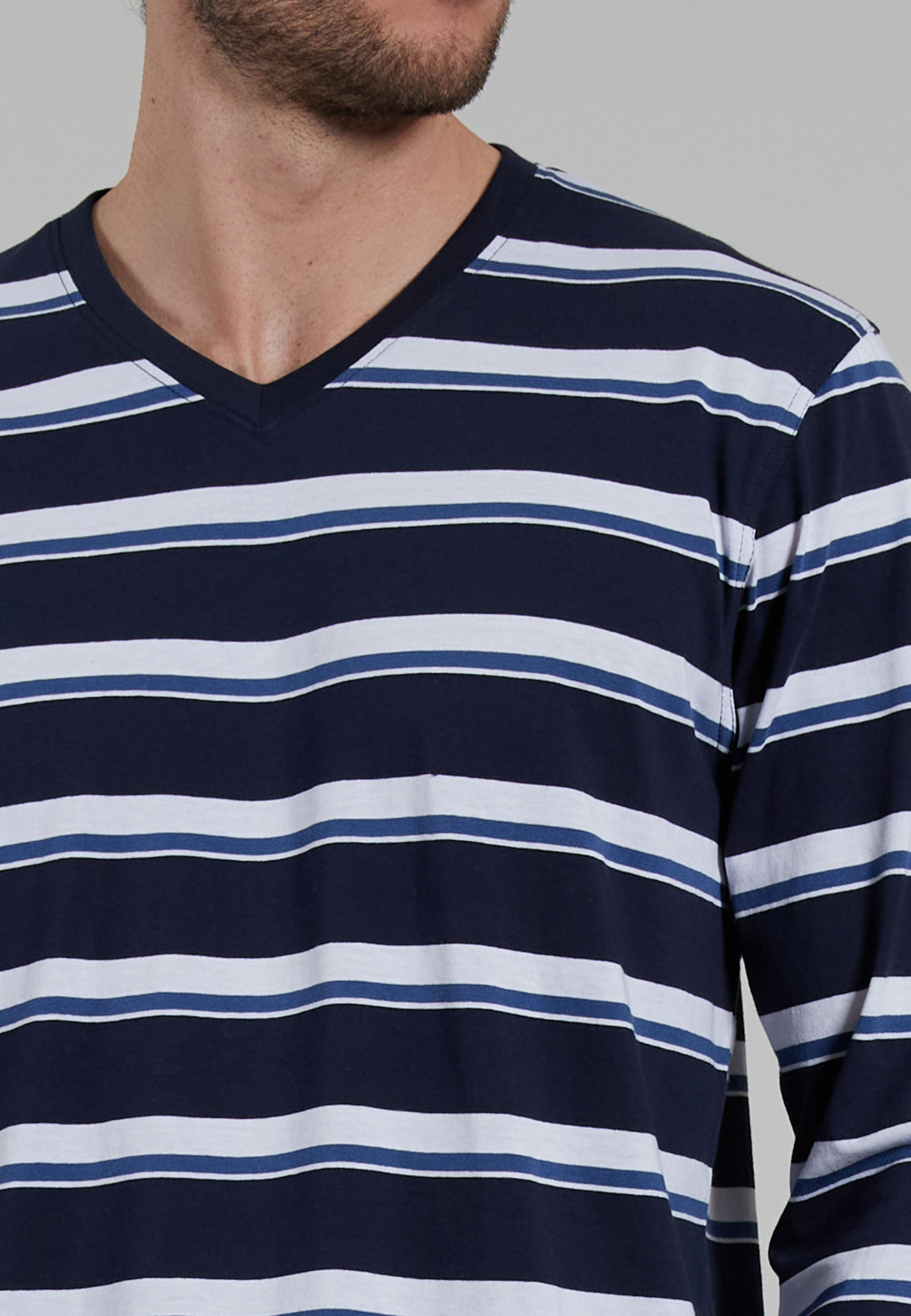BUGATTI Herren Pyjama blau uni