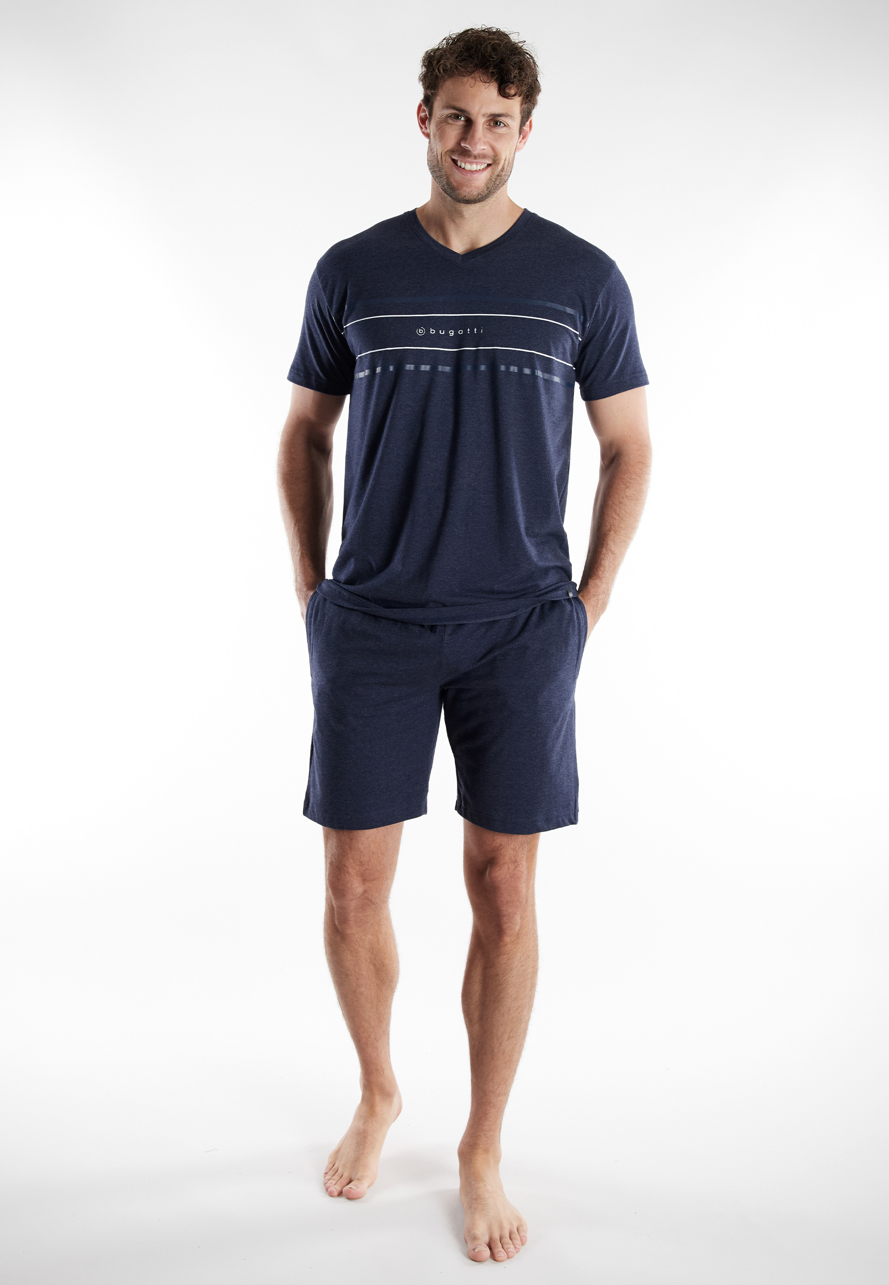 BUGATTI Herren Shorty blau uni