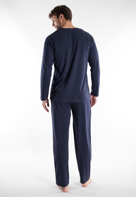 BUGATTI Herren Pyjama blau uni