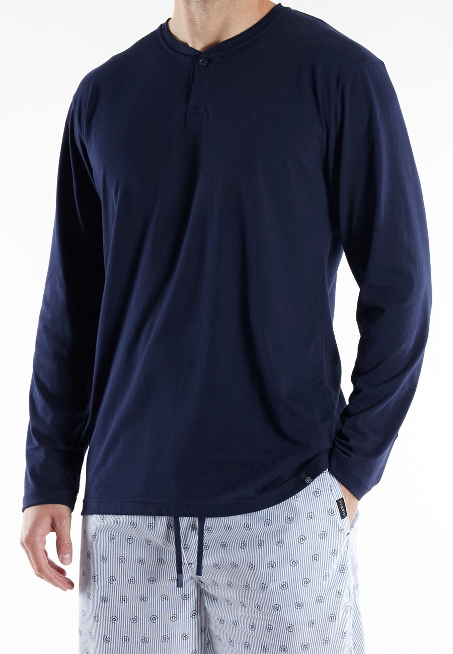 BUGATTI Herren Pyjama blau bedruckt