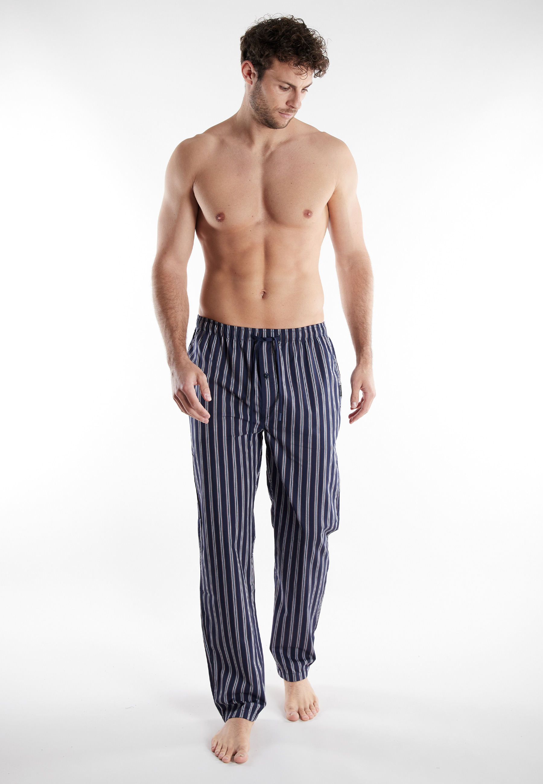 BUGATTI Herren Lange-Hose blau längsgestreift