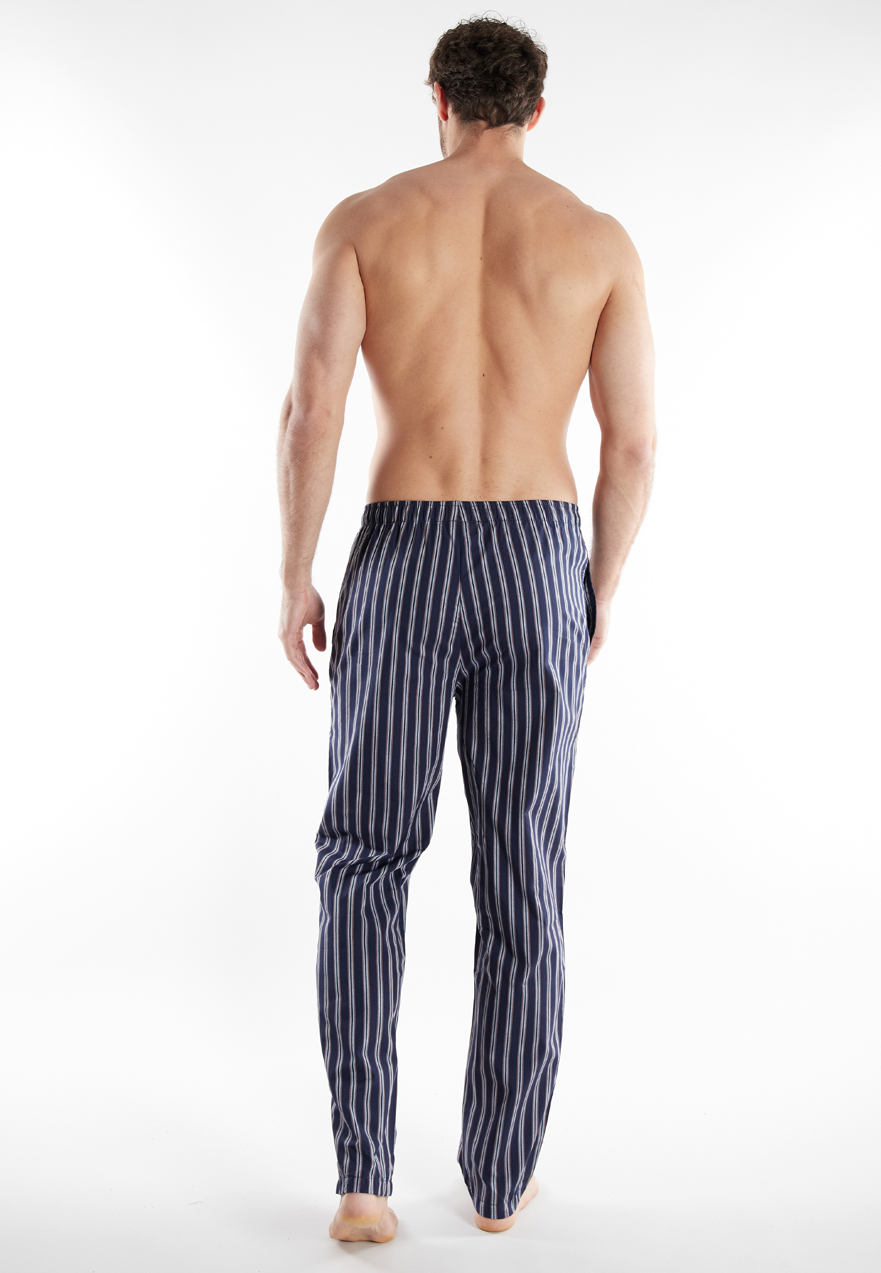 BUGATTI Herren Lange-Hose blau längsgestreift
