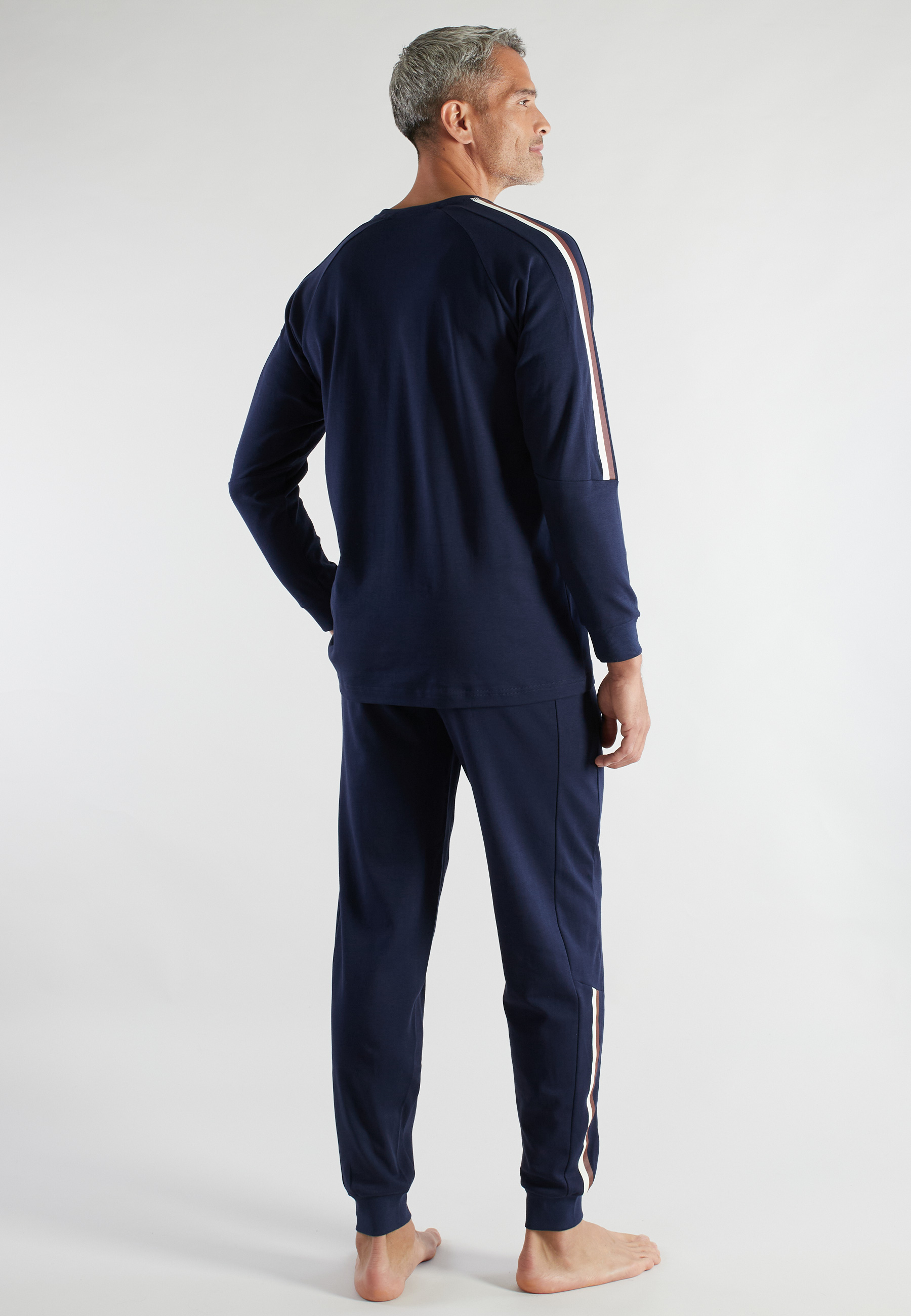 BUGATTI Herren Pyjama blau uni