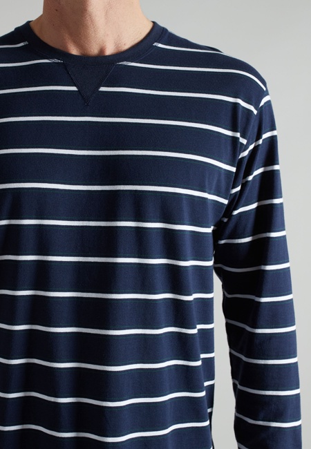 BUGATTI Herren Pyjama blau quergestreift