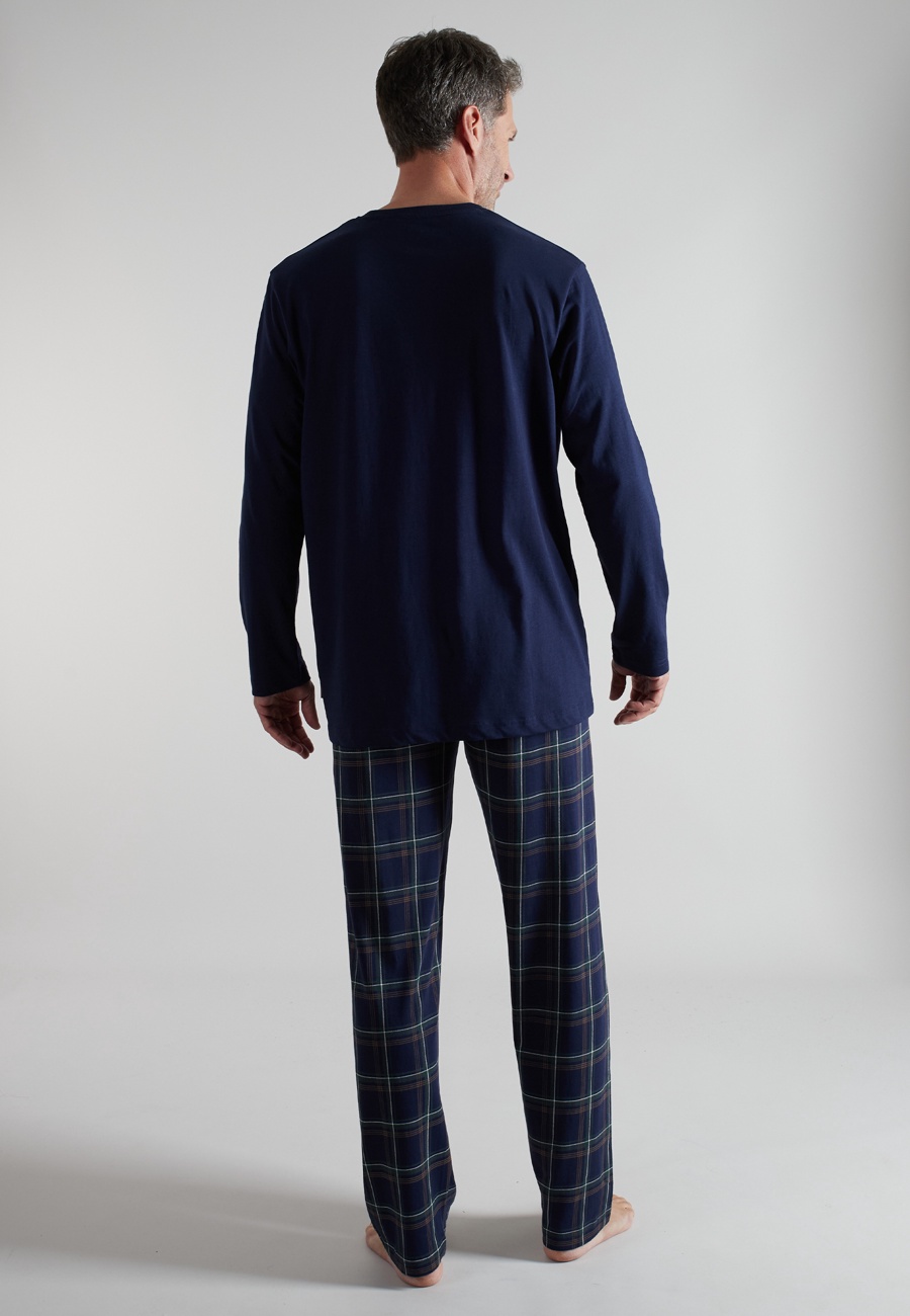 BUGATTI Herren Pyjama blau kariert