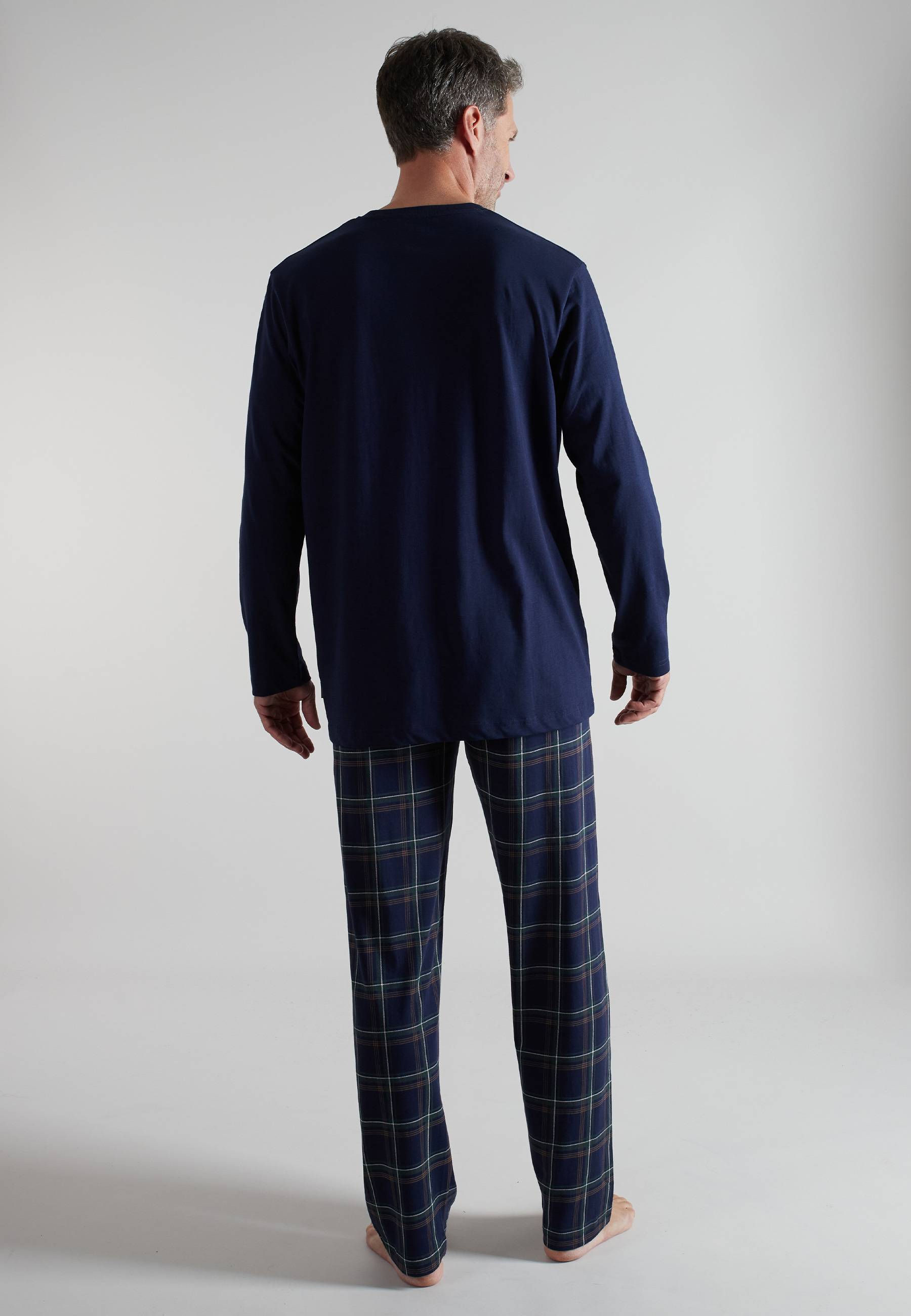 BUGATTI Herren Pyjama blau kariert