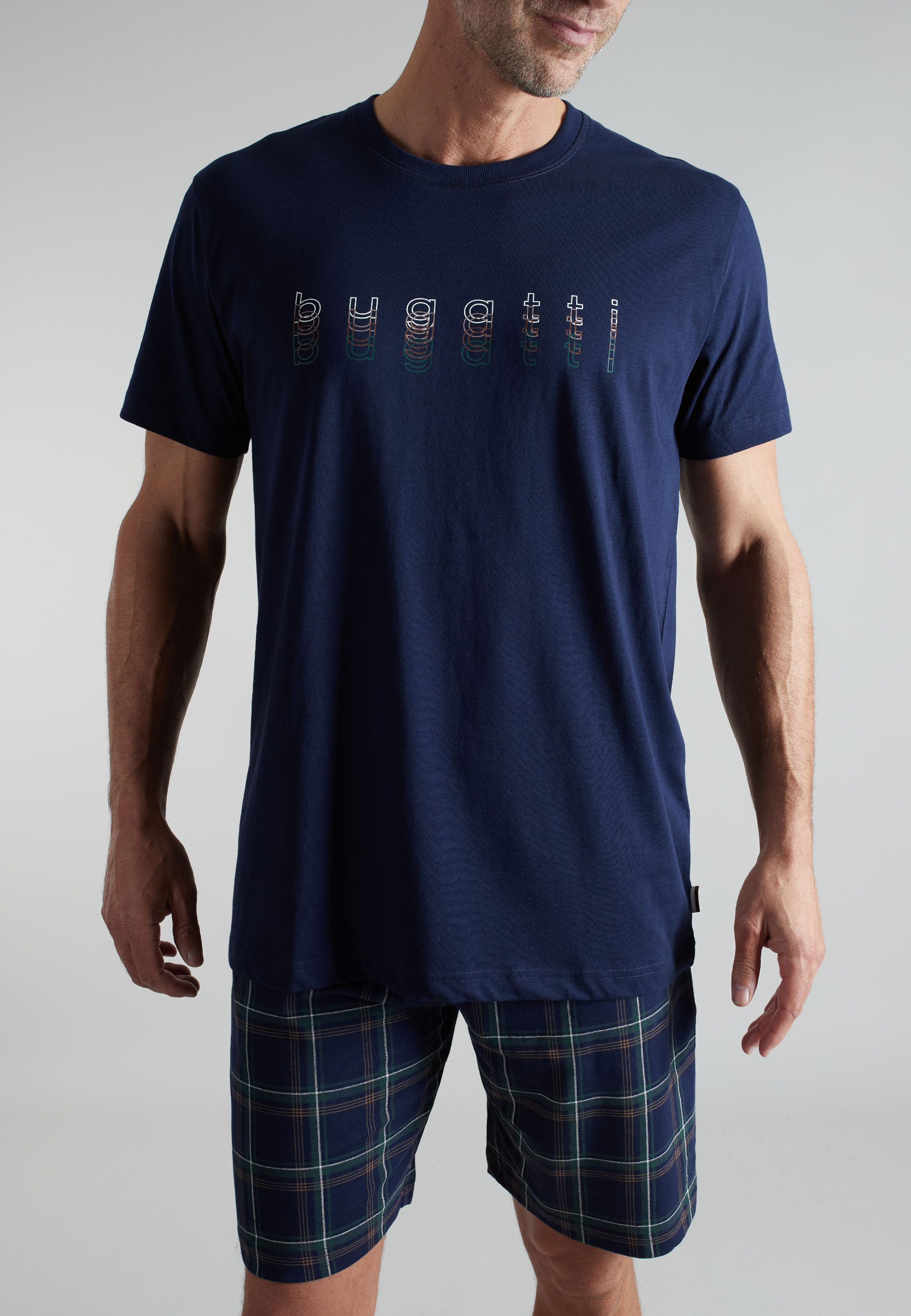 BUGATTI Herren Shorty blau kariert