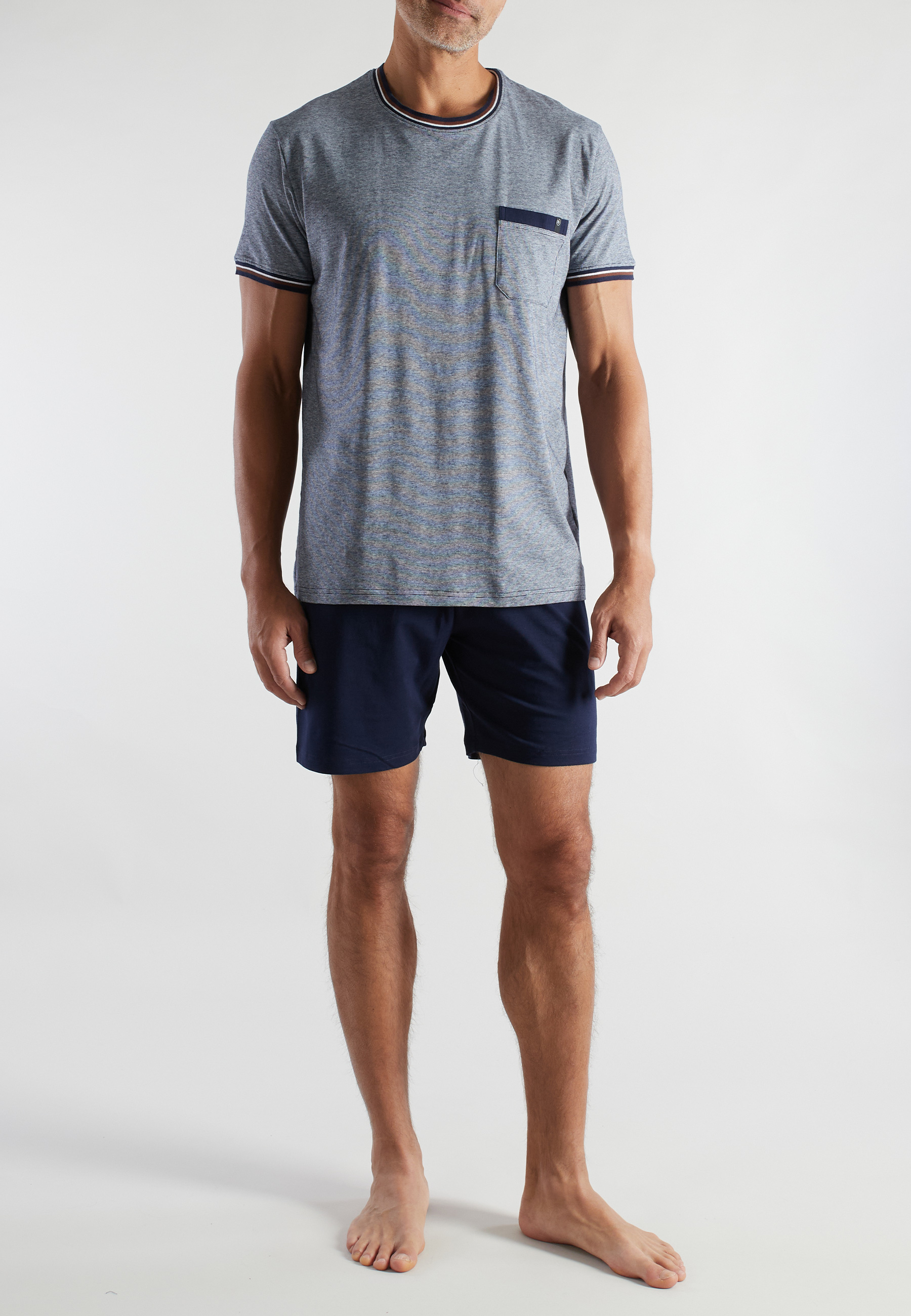 BUGATTI Herren Shorty blau quergestreift