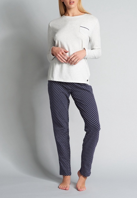 Damen Pyjama blau gepunktet