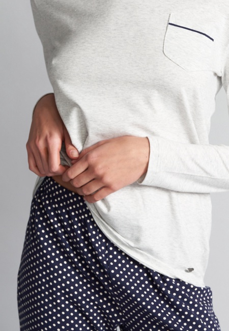Damen Pyjama blau gepunktet