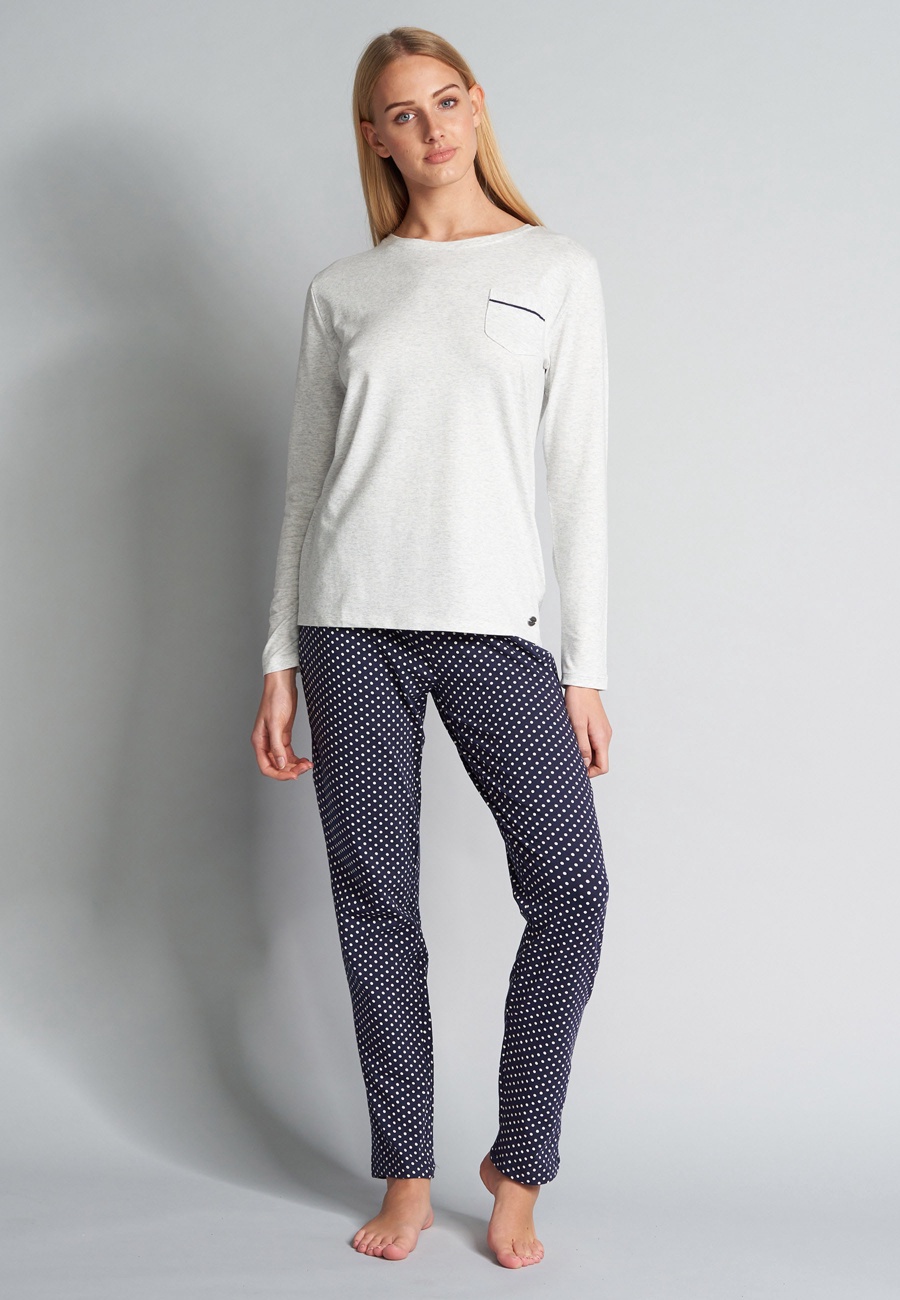 Damen Pyjama blau gepunktet
