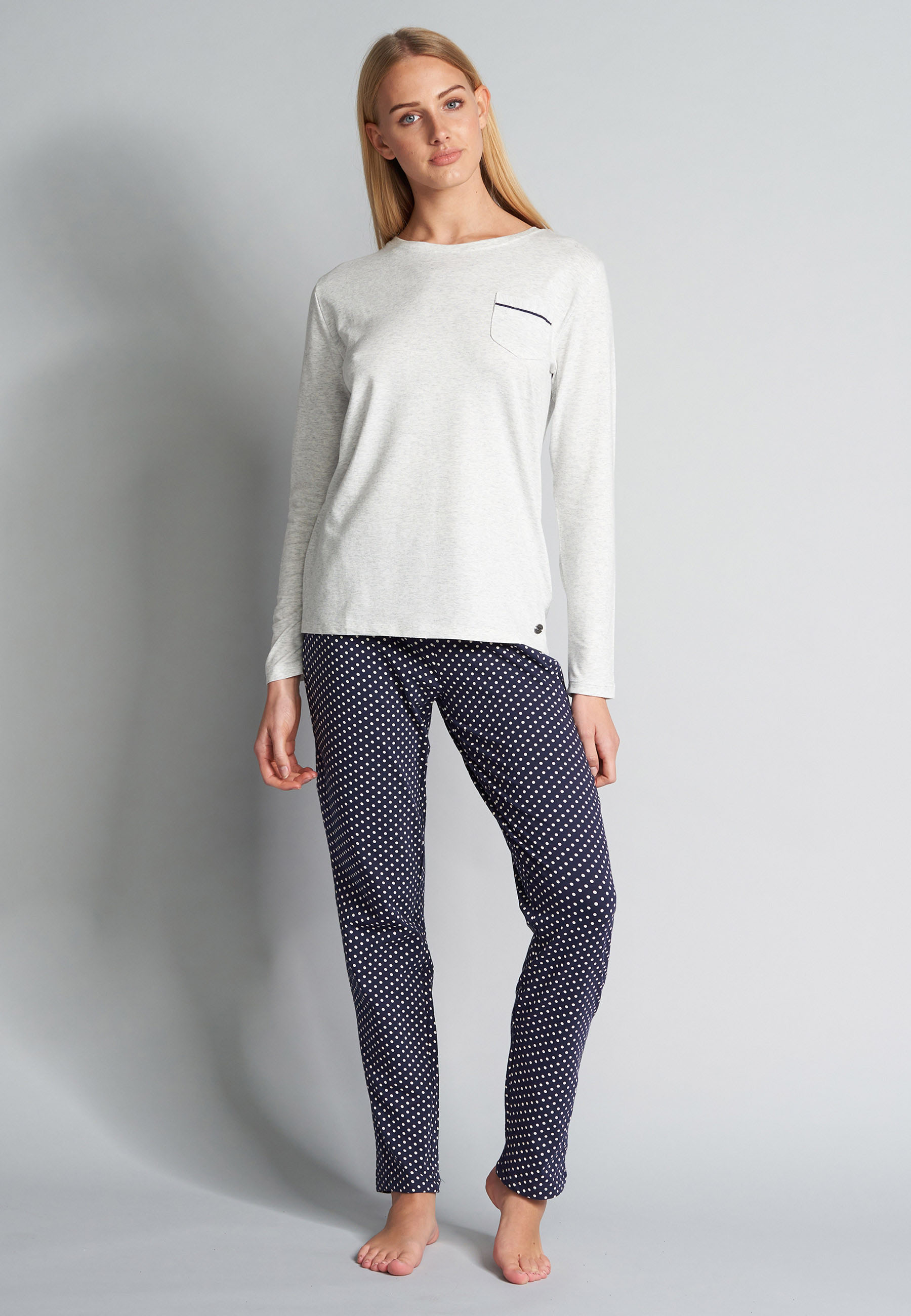 Damen Pyjama blau gepunktet