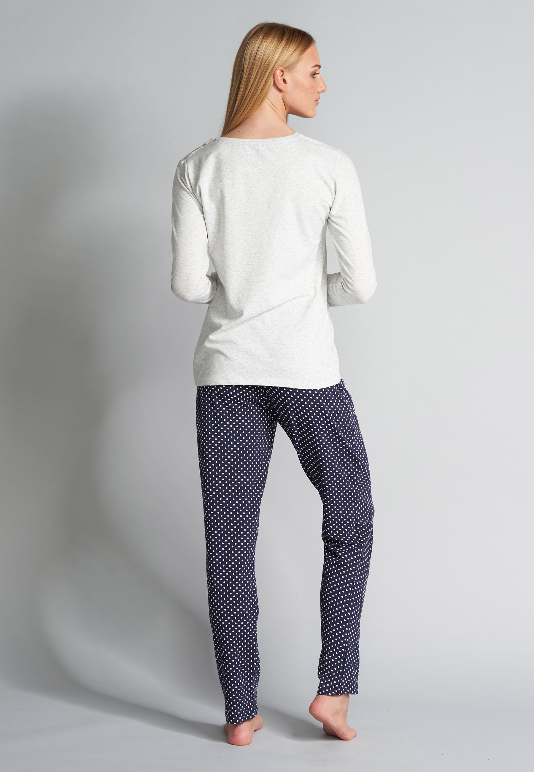 Damen Pyjama blau gepunktet