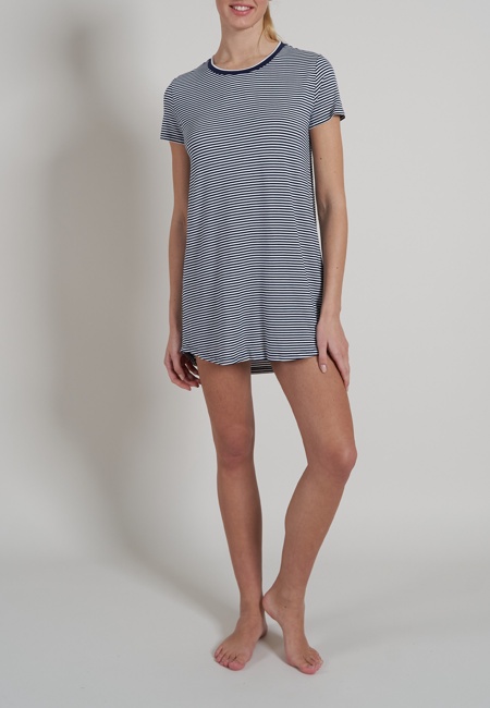 Damen Nachthemd blau quergestreift