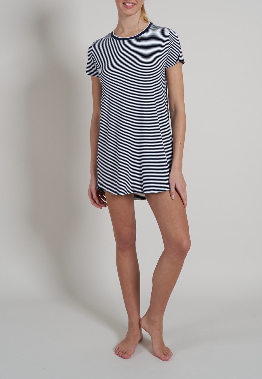 Damen Nachthemd blau quergestreift