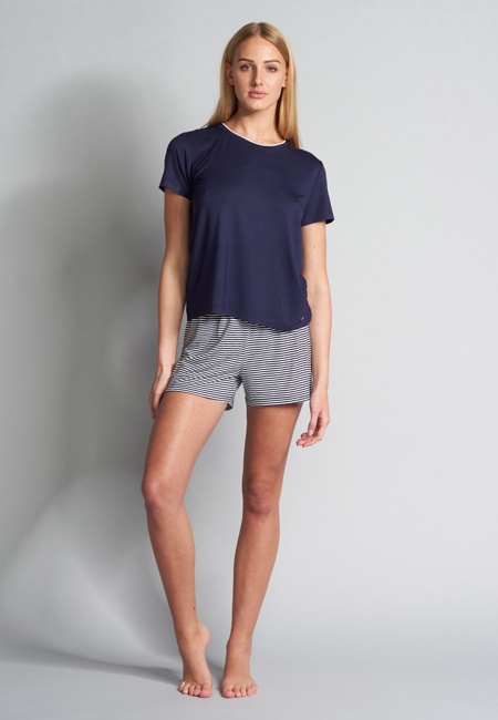 Damen Shorty blau quergestreift