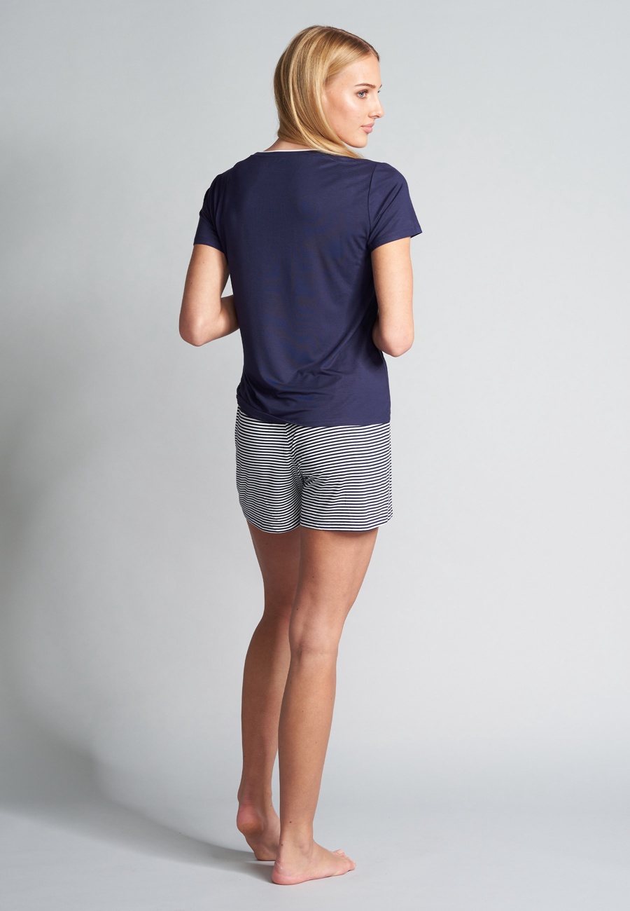 Damen Shorty blau quergestreift