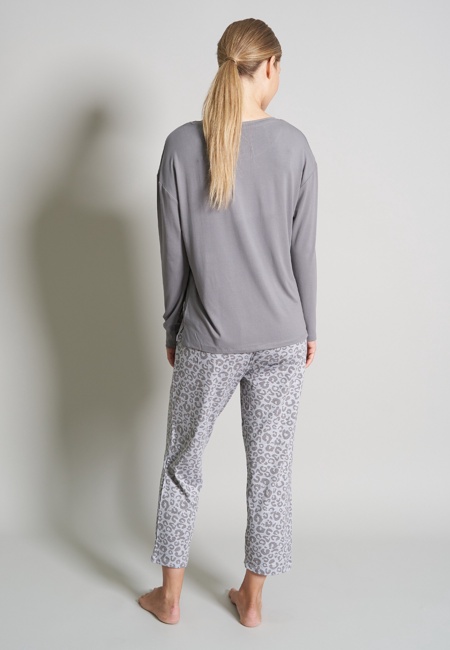 TOM TAILOR Damen Pyjama grau bedruckt