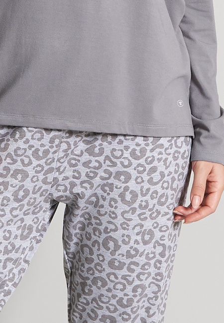 TOM TAILOR Damen Pyjama grau bedruckt