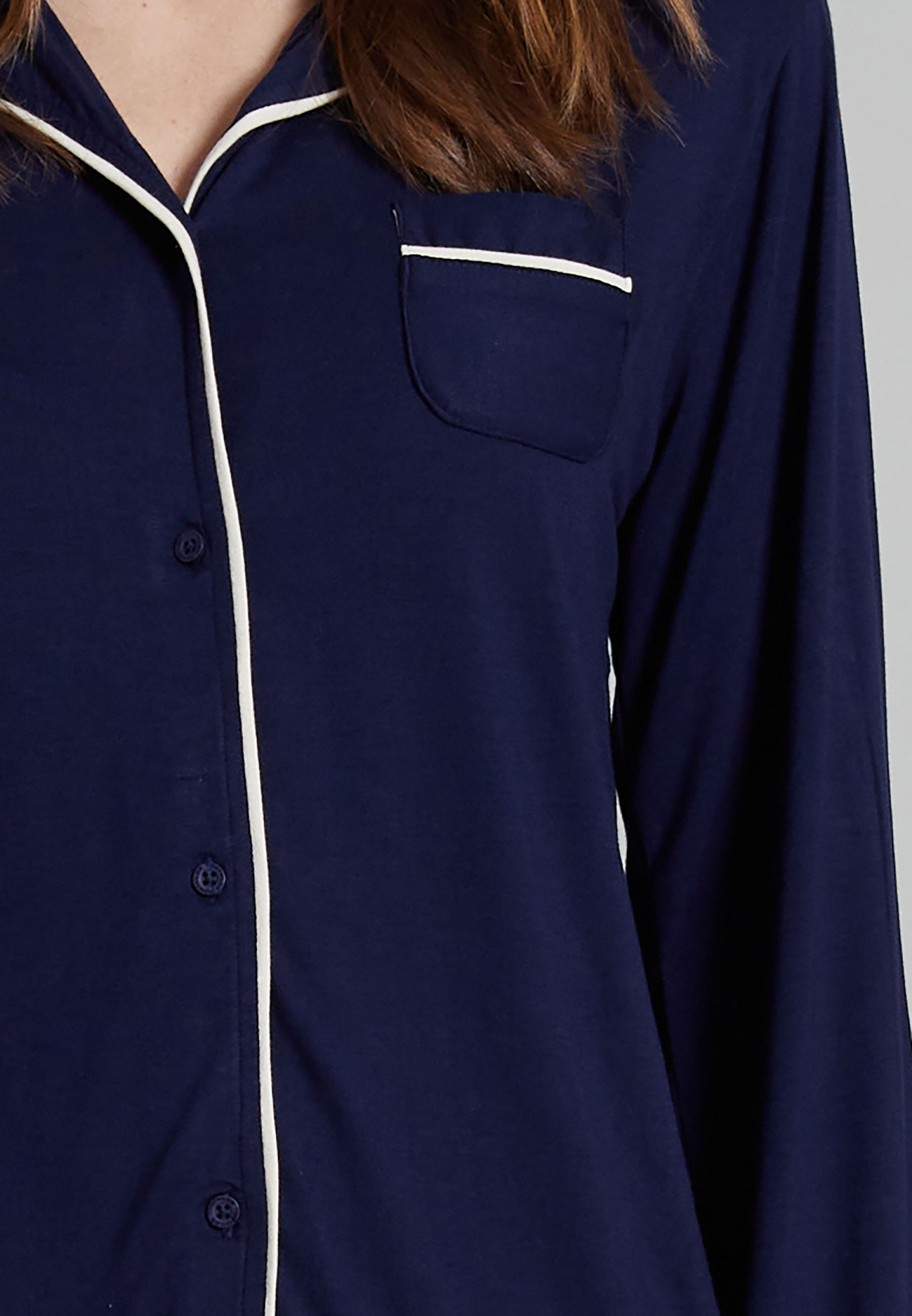 TOM TAILOR Damen Pyjama blau uni