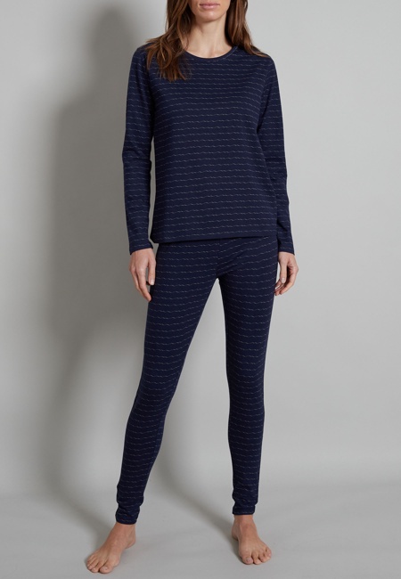TOM TAILOR Damen Pyjama blau bedruckt