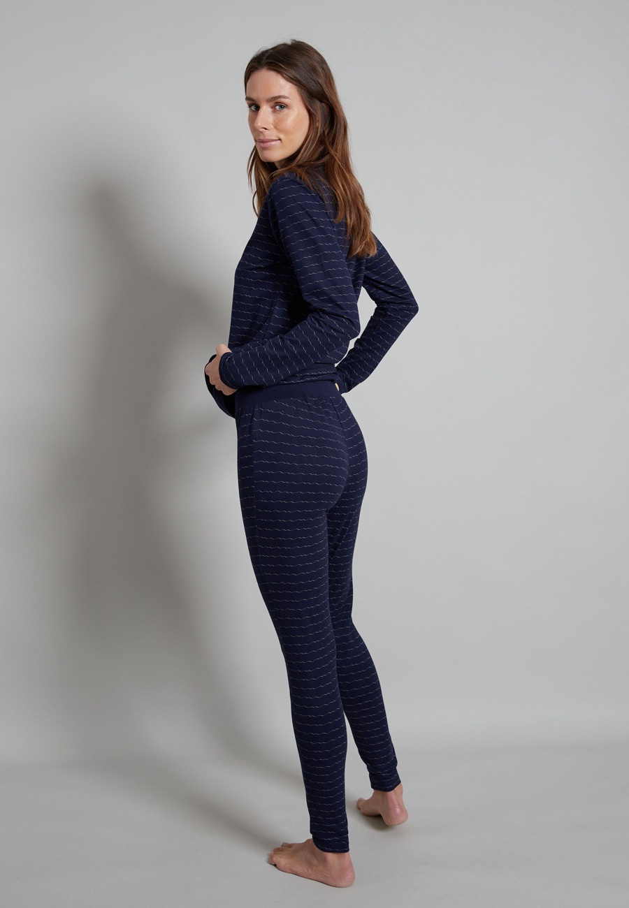 TOM TAILOR Damen Pyjama blau bedruckt