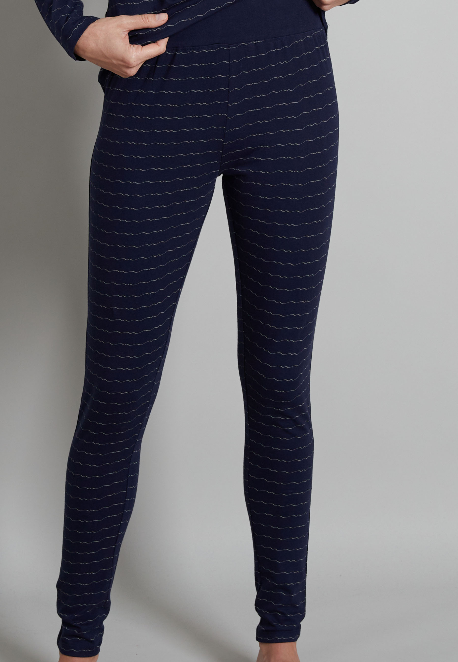 TOM TAILOR Damen Pyjama blau bedruckt