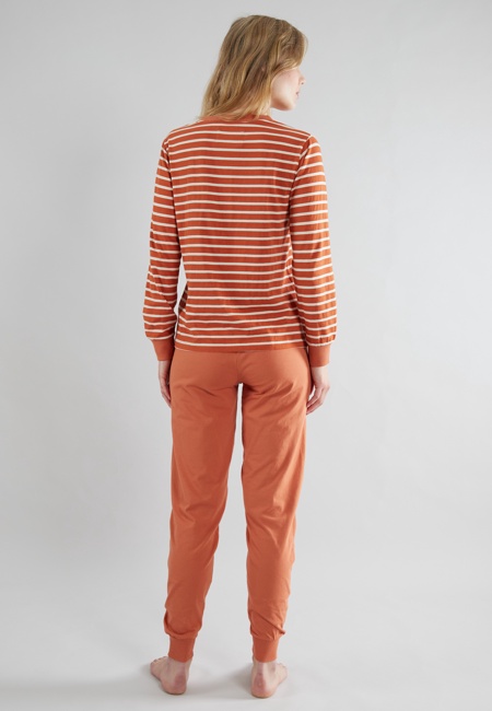 TOM TAILOR Damen Pyjama rot quergestreift