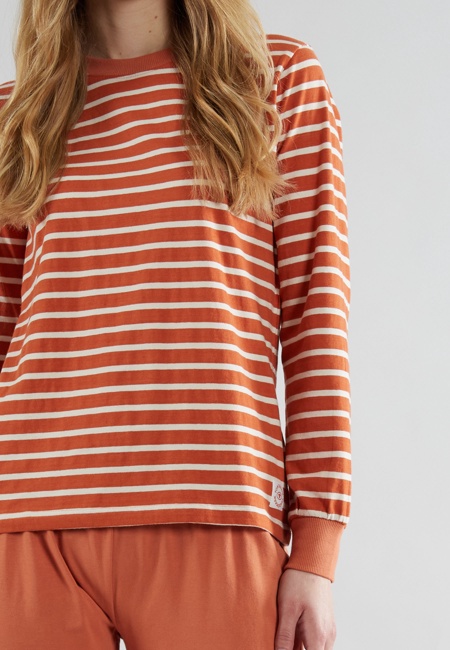 TOM TAILOR Damen Pyjama rot quergestreift