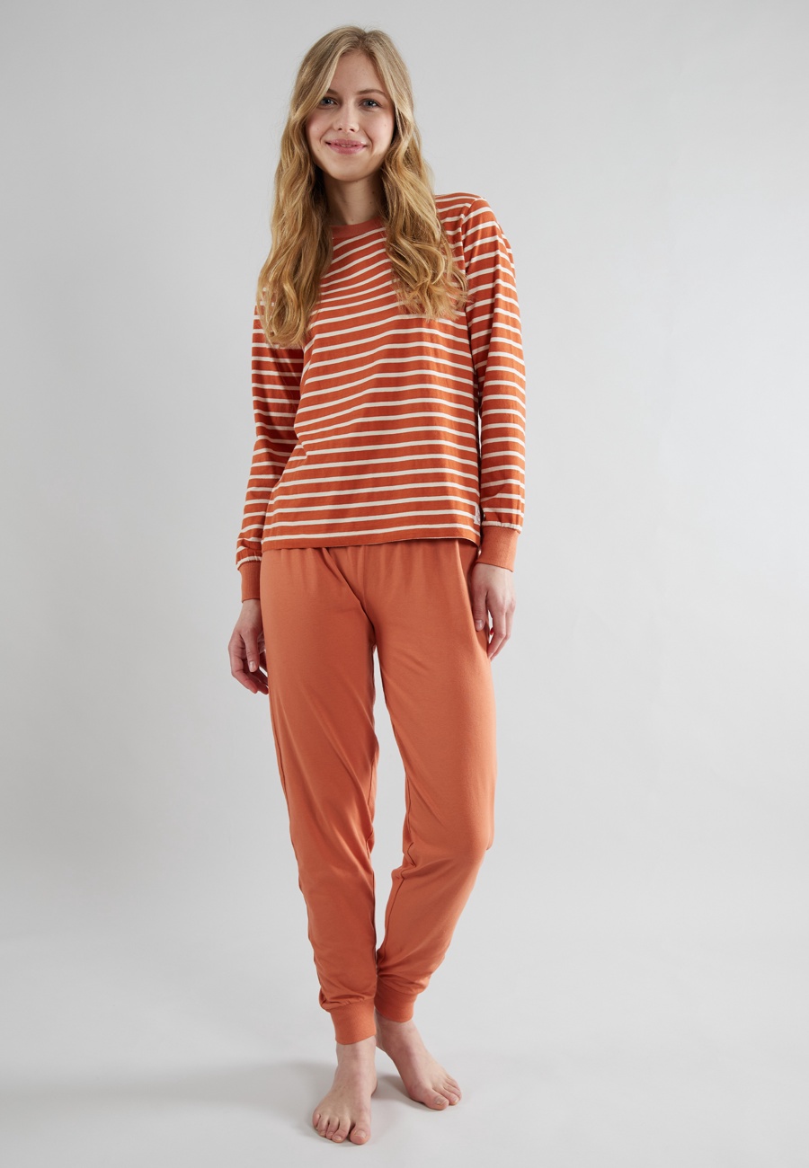 TOM TAILOR Damen Pyjama rot quergestreift