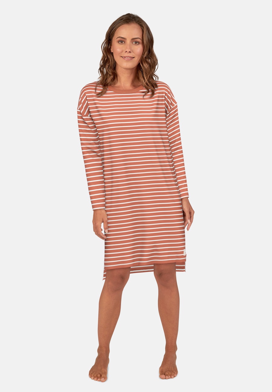TOM TAILOR Damen Nachthemd rot quergestreift