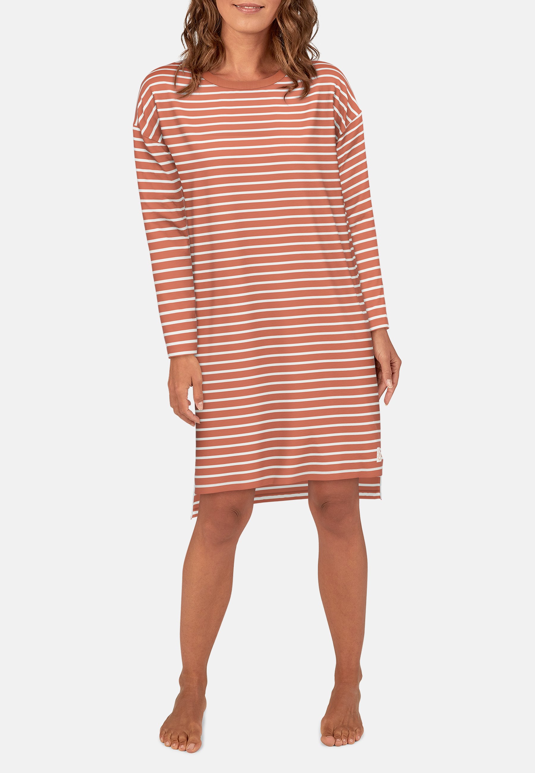TOM TAILOR Damen Nachthemd rot quergestreift