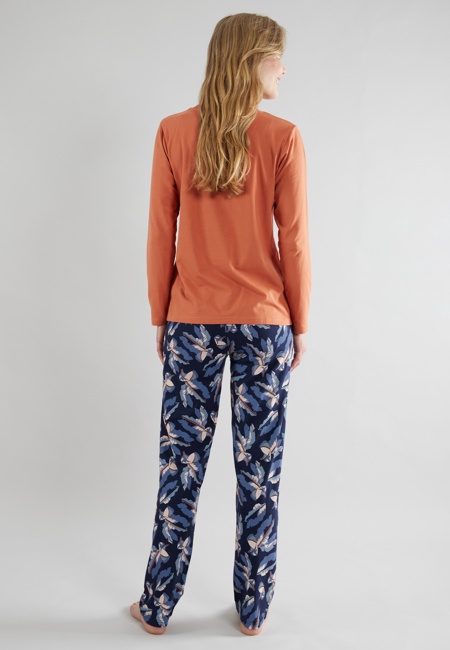 TOM TAILOR Damen Pyjama blau bedruckt