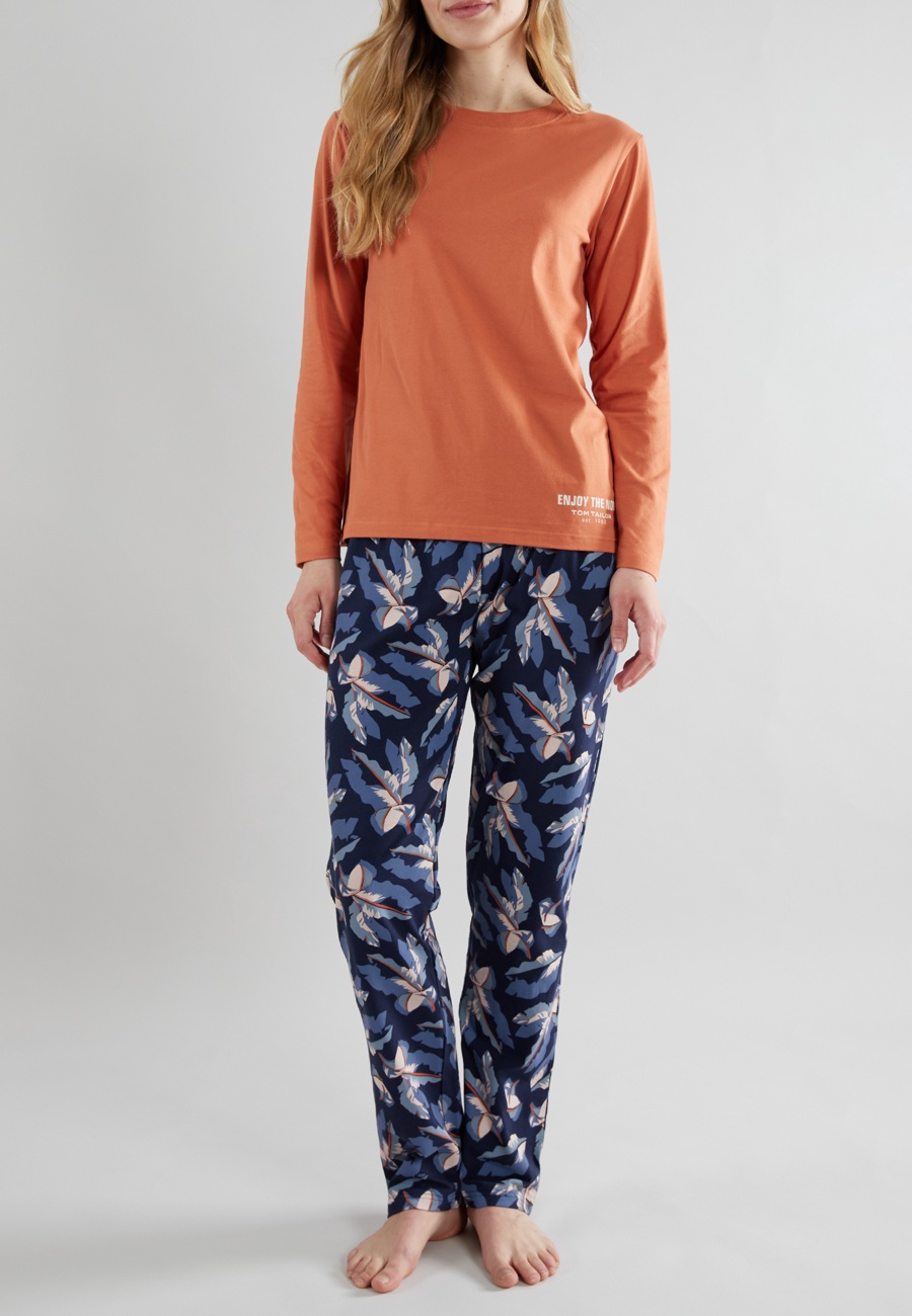 TOM TAILOR Damen Pyjama blau bedruckt