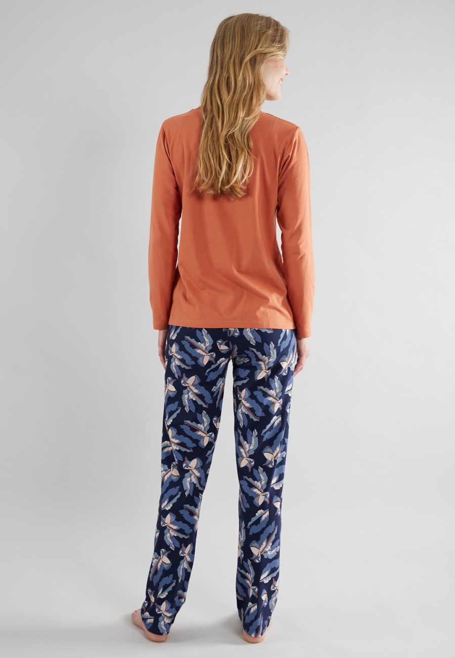 TOM TAILOR Damen Pyjama blau bedruckt