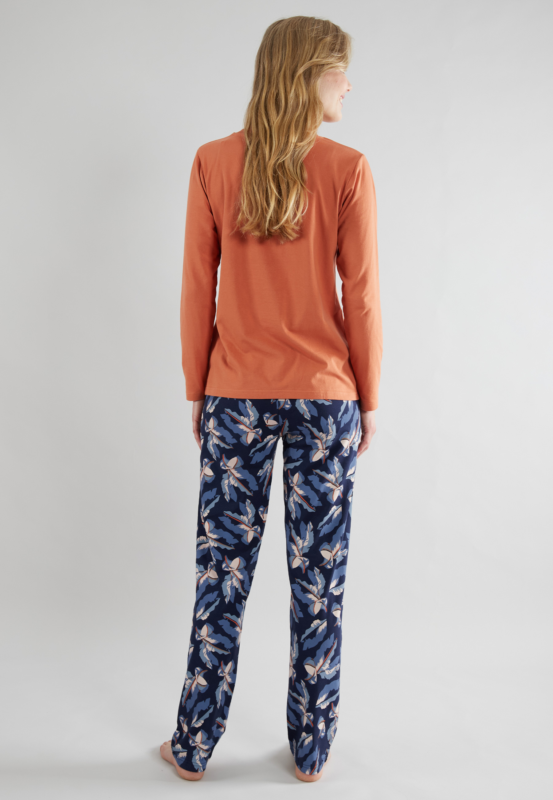 TOM TAILOR Damen Pyjama blau bedruckt
