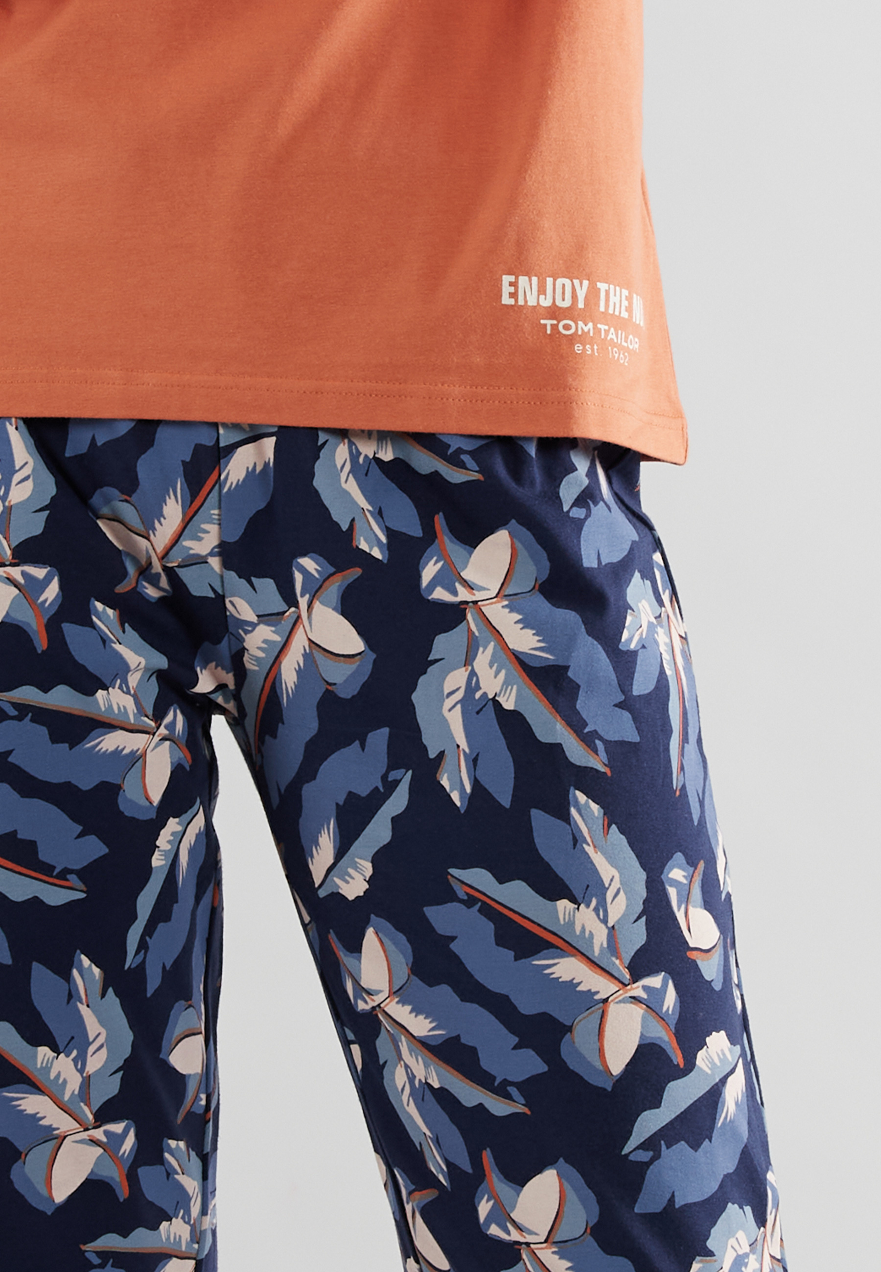 TOM TAILOR Damen Pyjama blau bedruckt