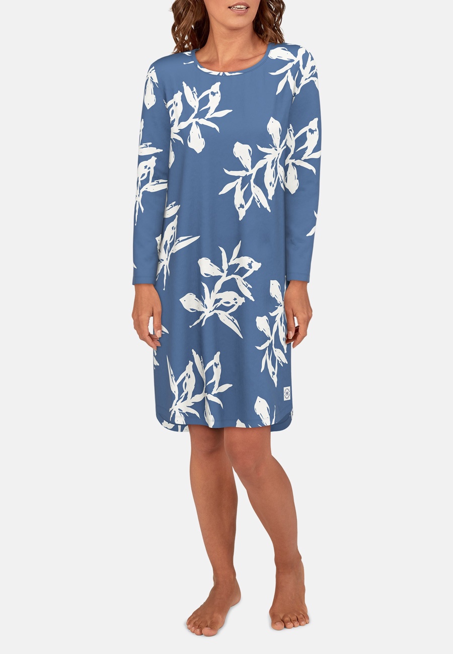 TOM TAILOR Damen Nachthemd blau bedruckt