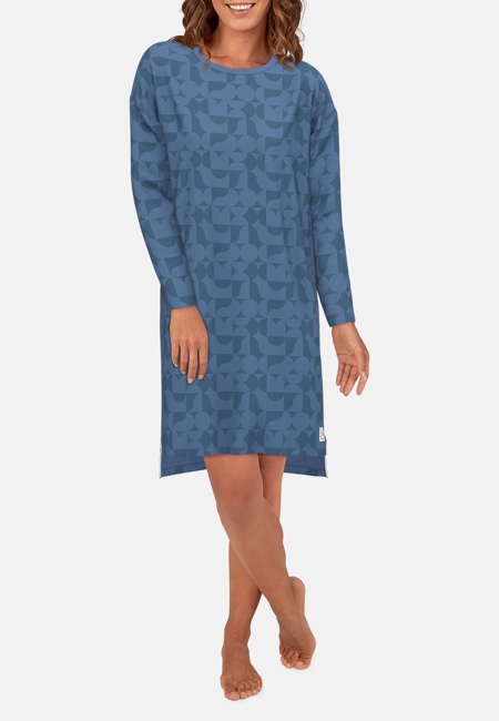TOM TAILOR Damen Nachthemd blau bedruckt
