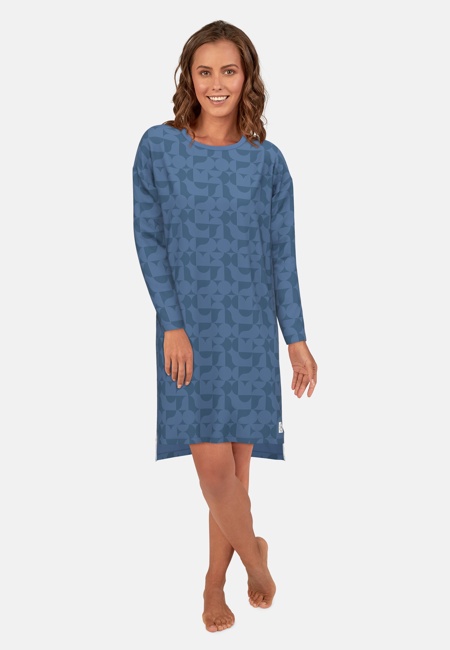 TOM TAILOR Damen Nachthemd blau bedruckt