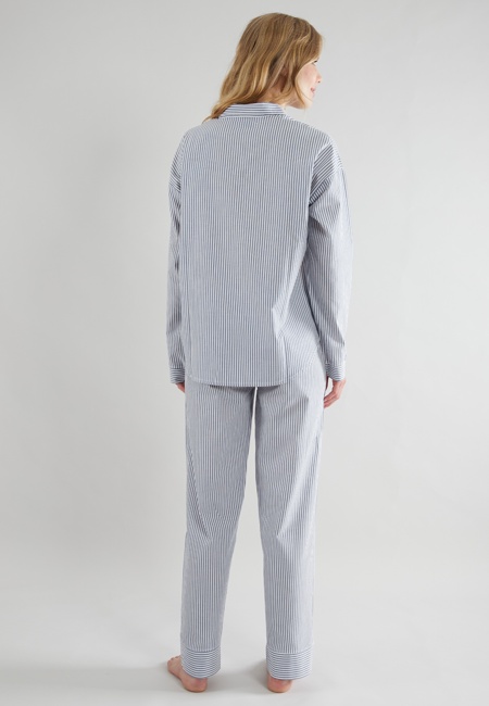TOM TAILOR Damen Pyjama blau längsgestreift