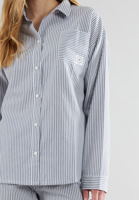 TOM TAILOR Damen Pyjama blau längsgestreift