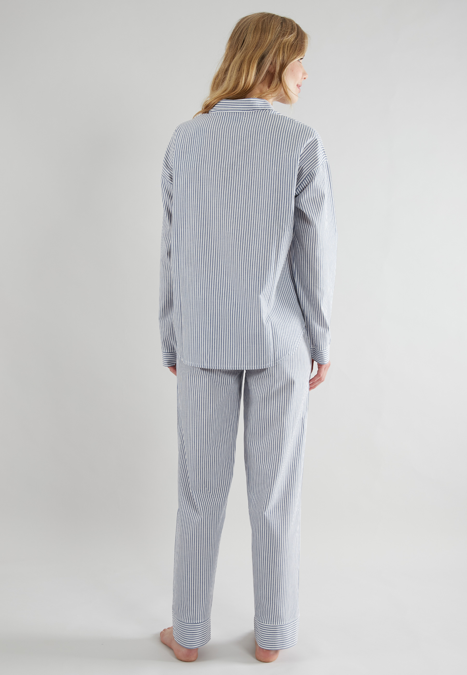 TOM TAILOR Damen Pyjama blau längsgestreift