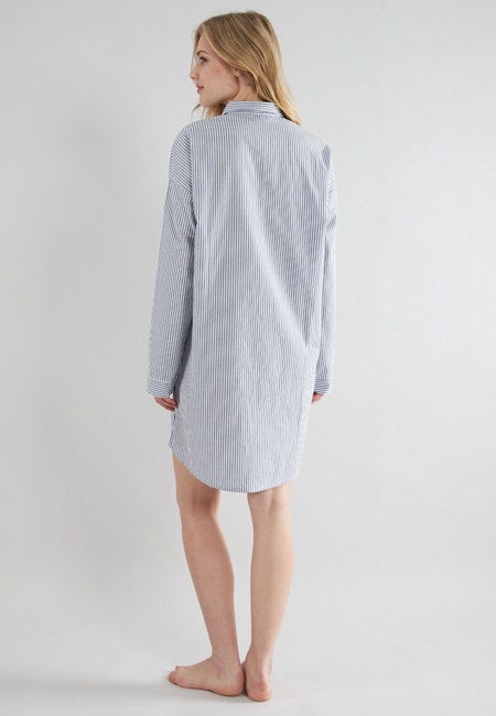 TOM TAILOR Damen Nachthemd blau längsgestreift