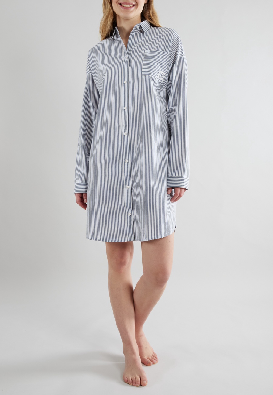 TOM TAILOR Damen Nachthemd blau längsgestreift