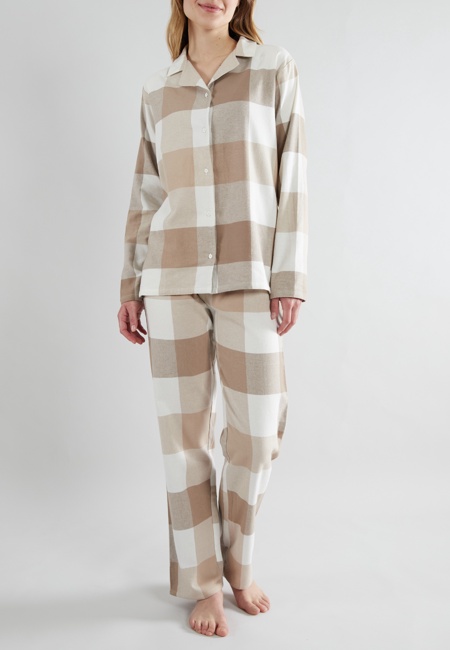 TOM TAILOR Damen Pyjama braun kariert