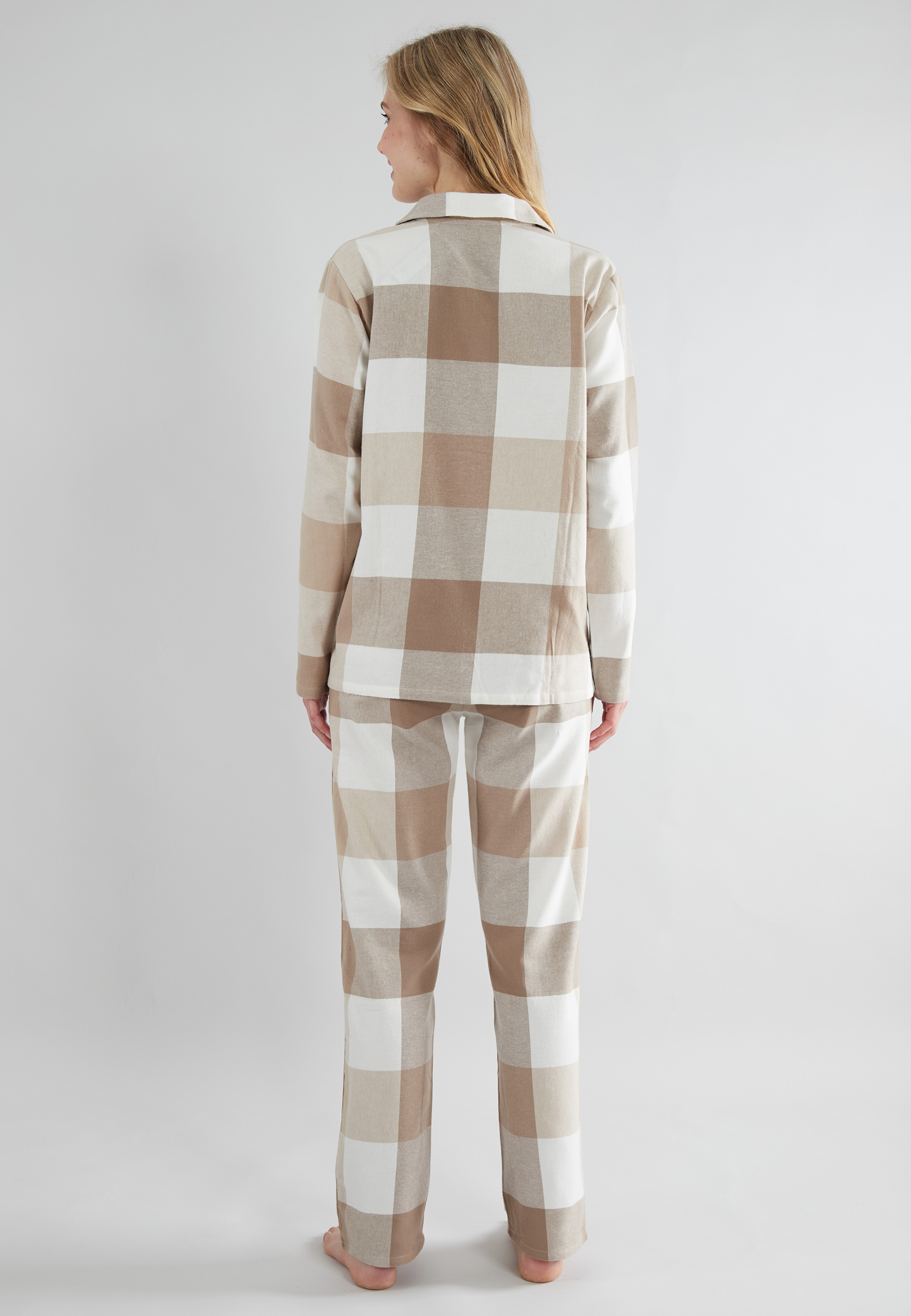 TOM TAILOR Damen Pyjama braun kariert